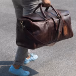 Personalised Full-Grain Leather Duffle Bag Mens Handmade Weekender Travel Holdall | Custom Name Gift